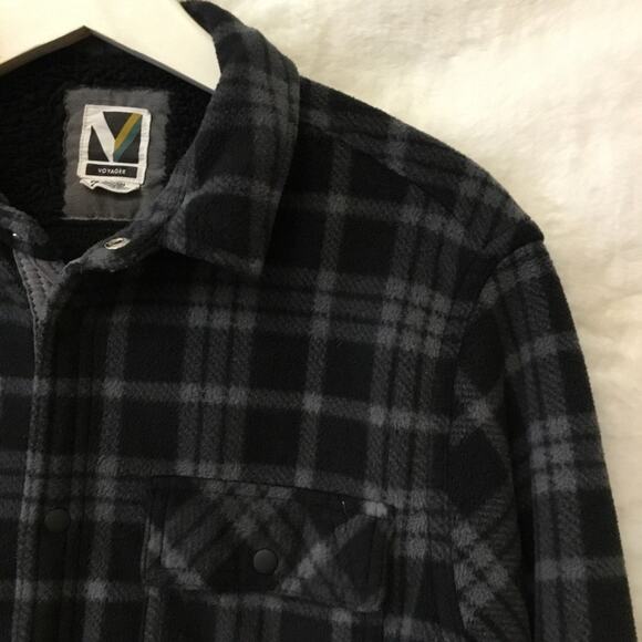 Voyager Dark Gray Plaid Sherpa Shirt - Picture 4 of 16